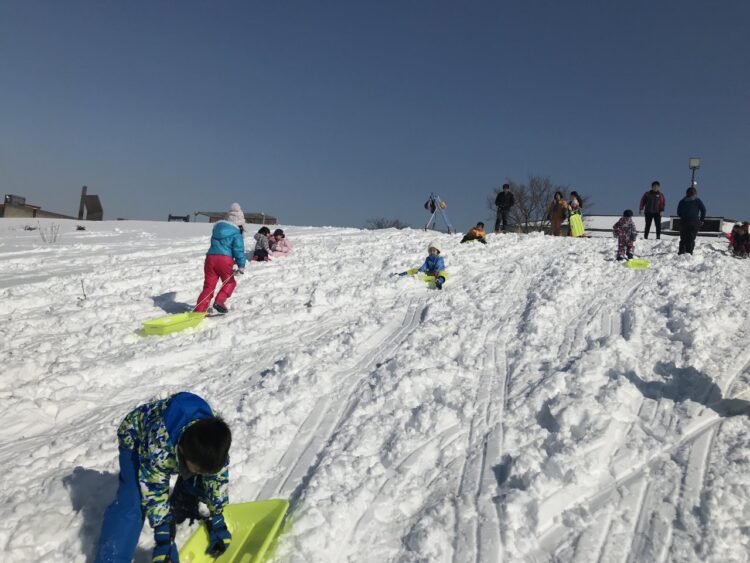 2017.1.23  
大雪による自由登園
年長組（荒川土手）